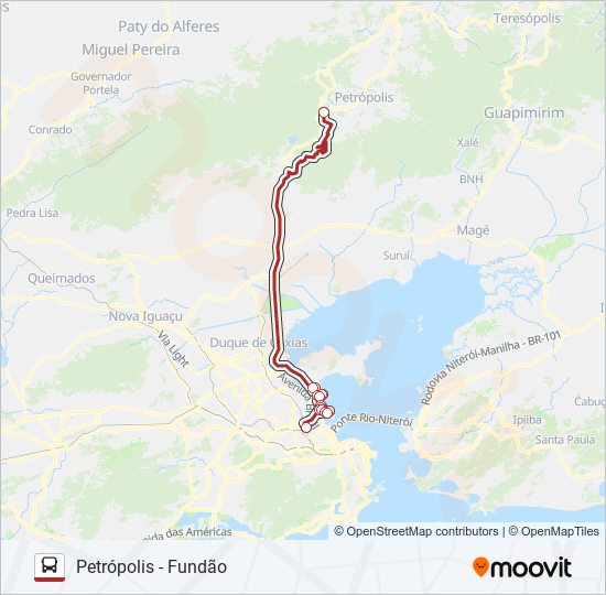 PETRÓPOLIS - FUNDÃO bus Line Map