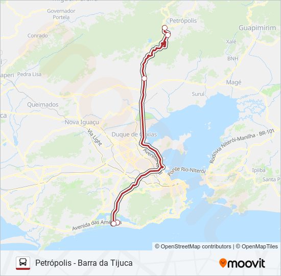 Mapa de PETRÓPOLIS - BARRA DA TIJUCA de autobús