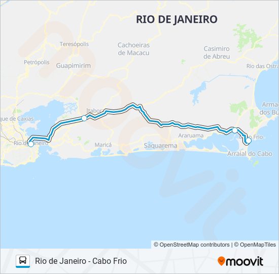 RIO DE JANEIRO - CABO FRIO bus Line Map