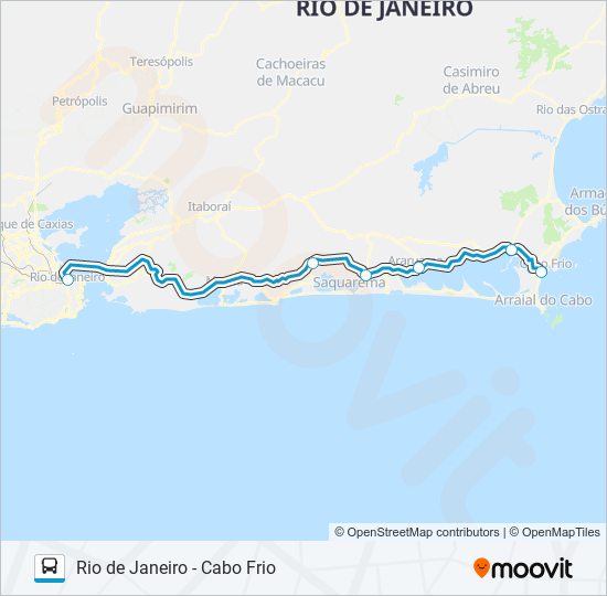 Mapa da linha RIO DE JANEIRO - CABO FRIO de ônibus