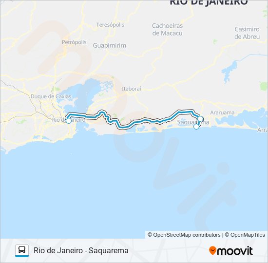 Mapa da linha RIO DE JANEIRO - SAQUAREMA de ônibus