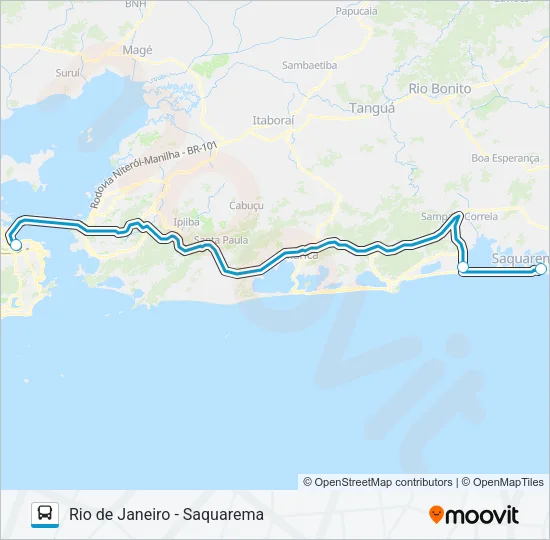 RIO DE JANEIRO - SAQUAREMA Bus Line Map