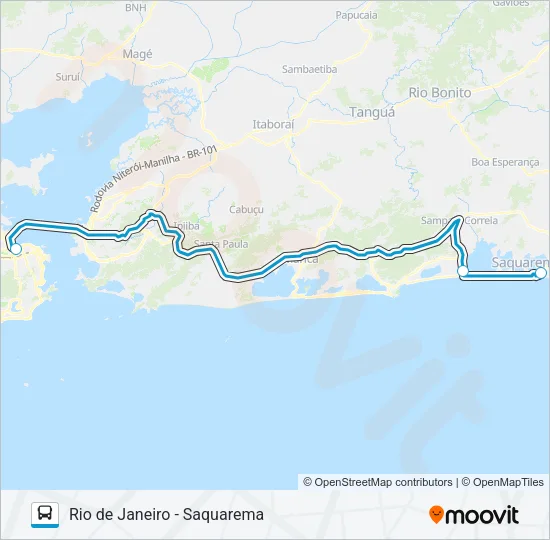 RIO DE JANEIRO - SAQUAREMA Bus Line Map