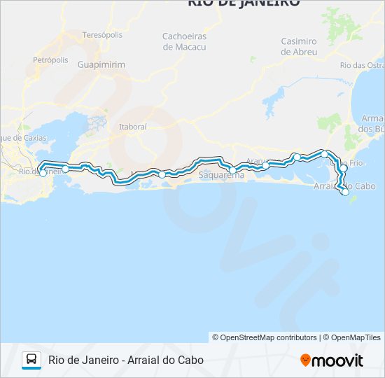 RIO DE JANEIRO - ARRAIAL DO CABO bus Line Map