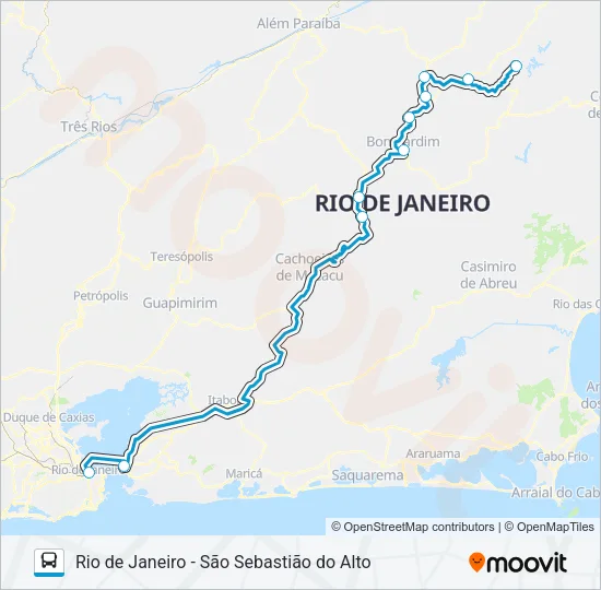 RIO DE JANEIRO - SÃO SEBASTIÃO DO ALTO Bus Line Map