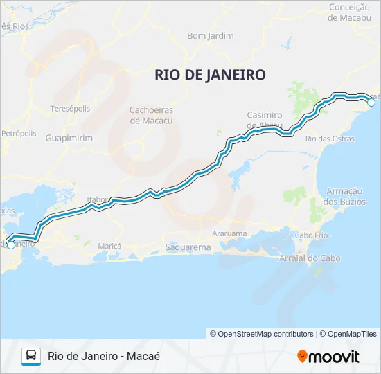 RIO DE JANEIRO - MACAÉ Bus Line Map