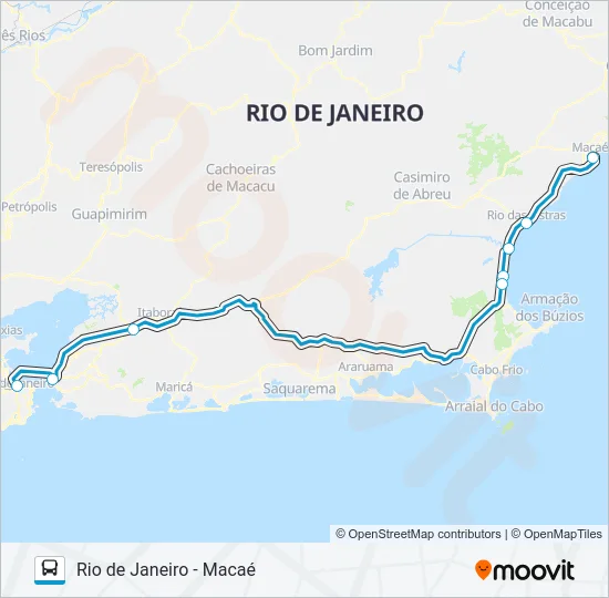 RIO DE JANEIRO - MACAÉ Bus Line Map