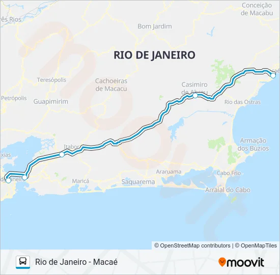 RIO DE JANEIRO - MACAÉ Bus Line Map