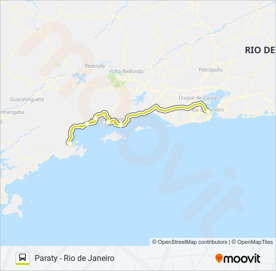 Mapa da linha PARATY - RIO DE JANEIRO de ônibus