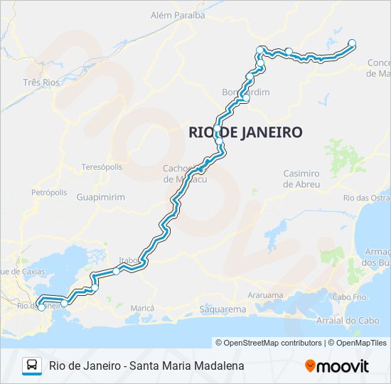 Mapa da linha RIO DE JANEIRO - SANTA MARIA MADALENA de ônibus