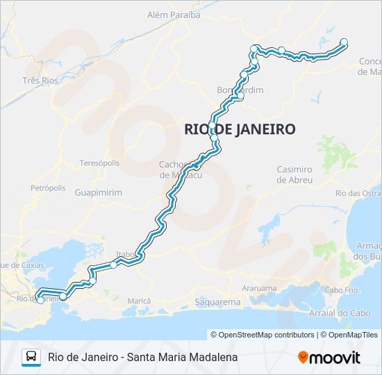 RIO DE JANEIRO - SANTA MARIA MADALENA bus Line Map