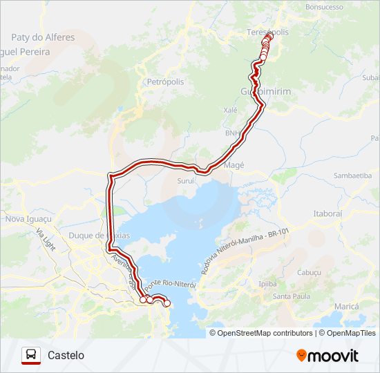 Mapa de TERESÓPOLIS - CASTELO de autobús