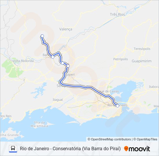 RIO DE JANEIRO - CONSERVATÓRIA (VIA BARRA DO PIRAÍ) bus Line Map