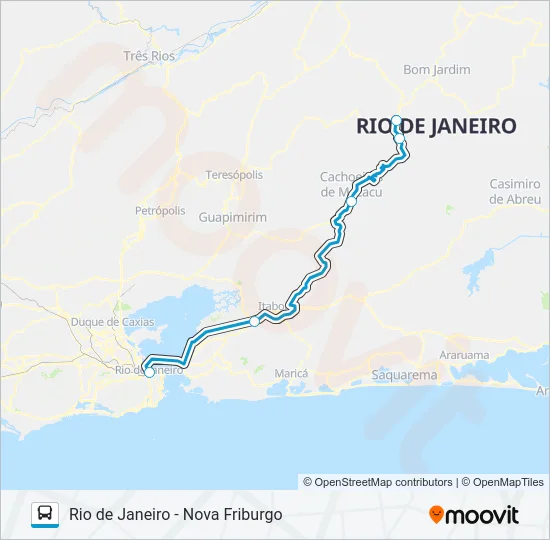RIO DE JANEIRO - NOVA FRIBURGO Bus Line Map
