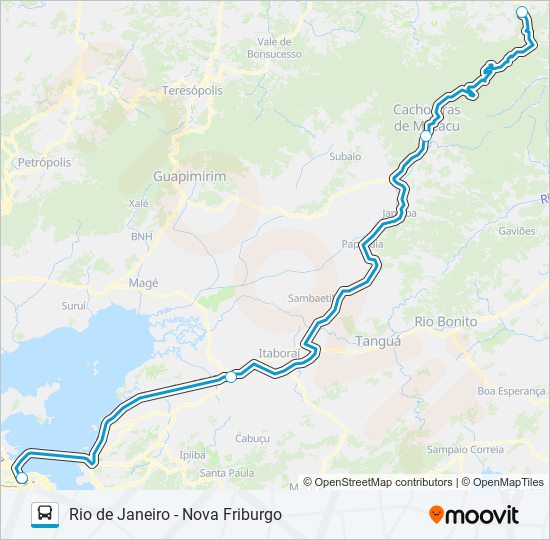 Mapa da linha RIO DE JANEIRO - NOVA FRIBURGO de ônibus