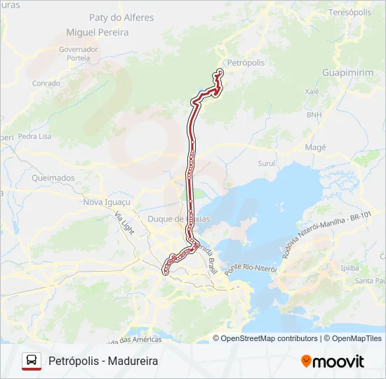 PETRÓPOLIS - MADUREIRA Bus Line Map