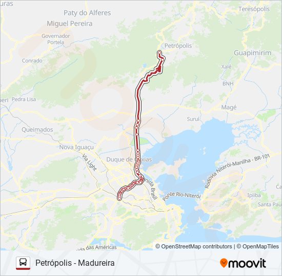 Mapa de PETRÓPOLIS - MADUREIRA de autobús