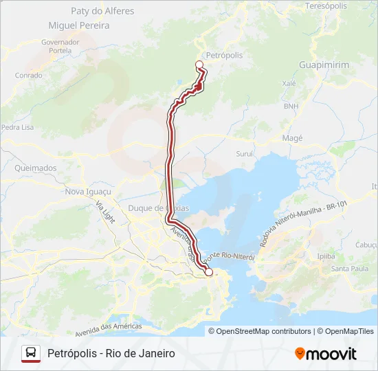 PETRÓPOLIS - RIO DE JANEIRO Bus Line Map
