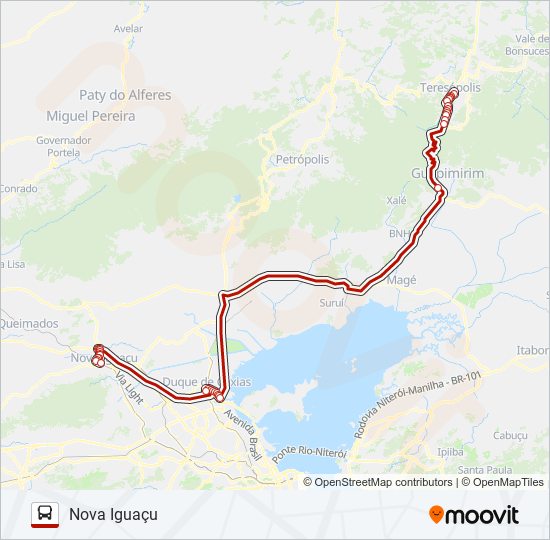 TERESÓPOLIS - NOVA IGUAÇU bus Line Map
