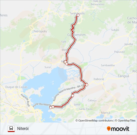 Mapa de TERESÓPOLIS - NITERÓI de autobús