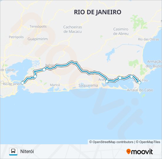 Mapa de NITERÓI - CABO FRIO de autobús