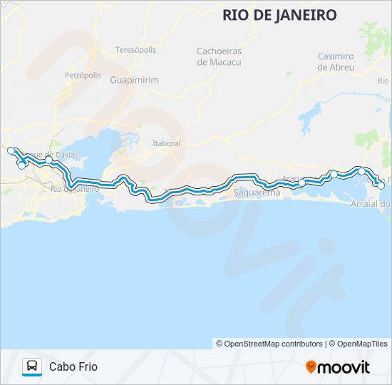 NOVA IGUAÇU - CABO FRIO bus Line Map