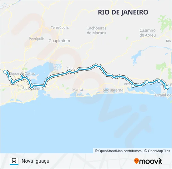 NOVA IGUAÇU - CABO FRIO Bus Line Map