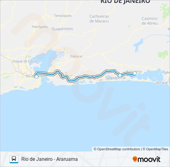 RIO DE JANEIRO - ARARUAMA bus Line Map