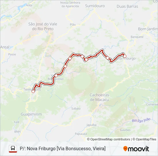TERESÓPOLIS - NOVA FRIBURGO Bus Line Map