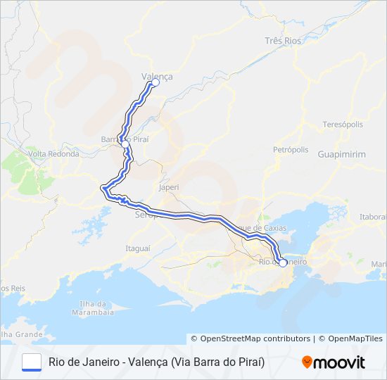 RIO DE JANEIRO - VALENÇA (VIA BARRA DO PIRAÍ) bus Line Map