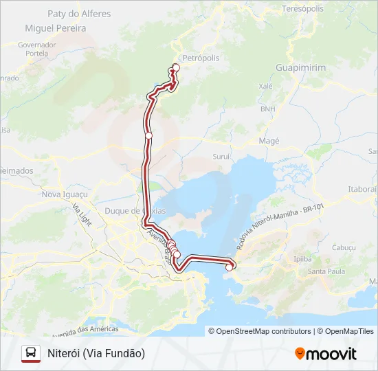 PETRÓPOLIS - NITERÓI Bus Line Map