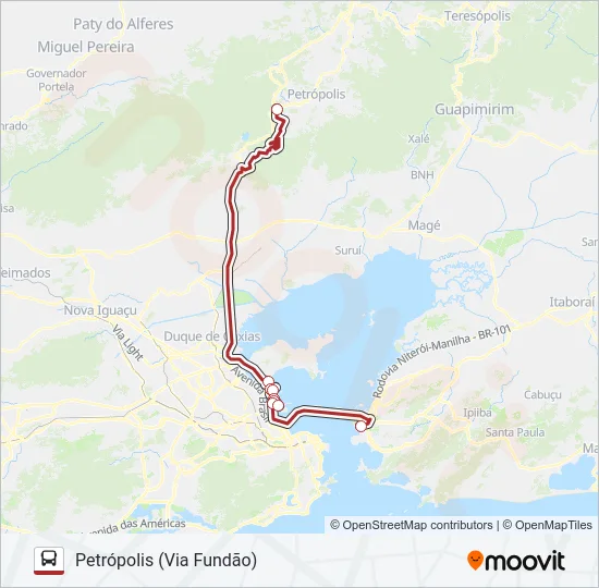 PETRÓPOLIS - NITERÓI Bus Line Map