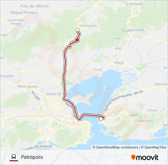 PETRÓPOLIS - NITERÓI Bus Line Map