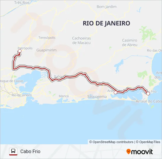 PETRÓPOLIS - CABO FRIO Bus Line Map