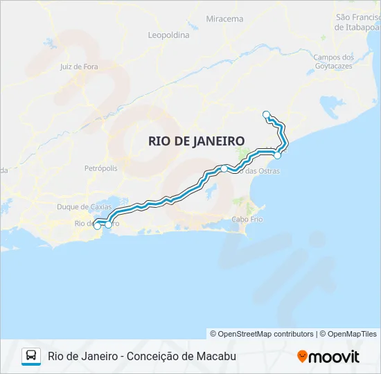 RIO DE JANEIRO - CONCEIÇÃO DE MACABU Bus Line Map