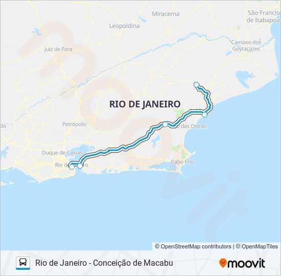 RIO DE JANEIRO - CONCEIÇÃO DE MACABU bus Line Map