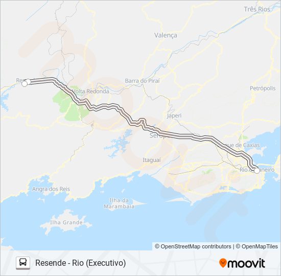 Mapa da linha RESENDE - RIO (EXECUTIVO) de ônibus