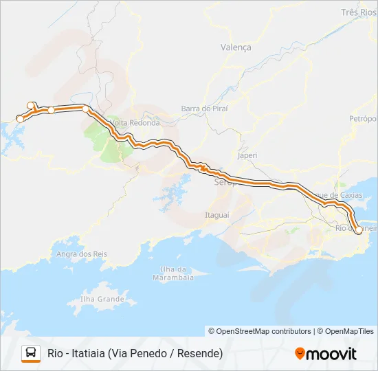 RIO - ITATIAIA (VIA PENEDO / RESENDE) Bus Line Map