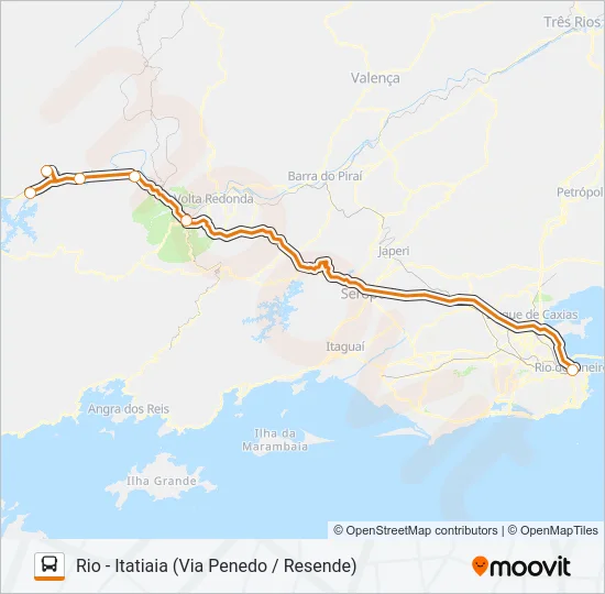 RIO - ITATIAIA (VIA PENEDO / RESENDE) Bus Line Map