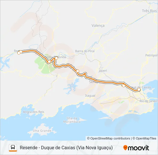 RESENDE - DUQUE DE CAXIAS (VIA NOVA IGUAÇU) Bus Line Map