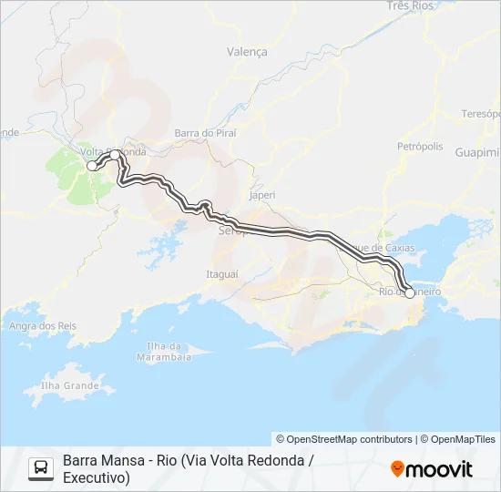 BARRA MANSA - RIO (VIA VOLTA REDONDA / EXECUTIVO) Bus Line Map