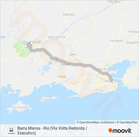 Mapa da linha BARRA MANSA - RIO (VIA VOLTA REDONDA / EXECUTIVO) de ônibus
