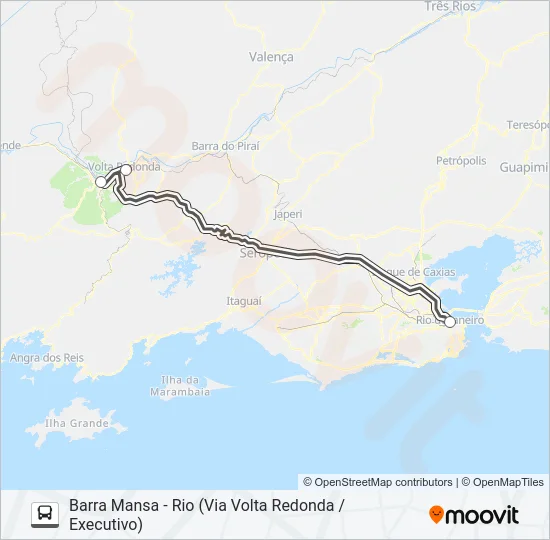 BARRA MANSA - RIO (VIA VOLTA REDONDA / EXECUTIVO) Bus Line Map
