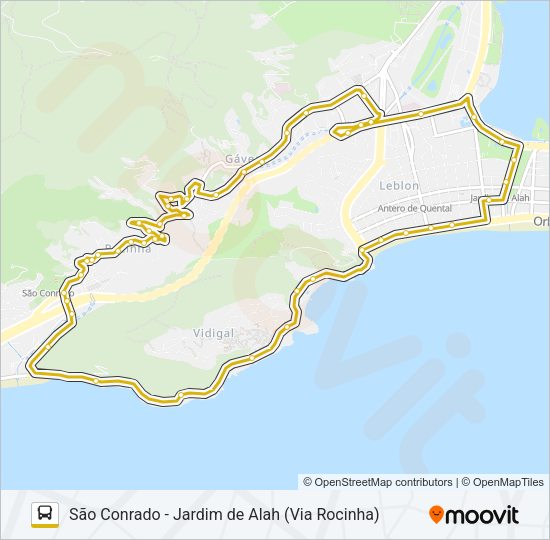 Mapa da linha VAN 2102 de ônibus