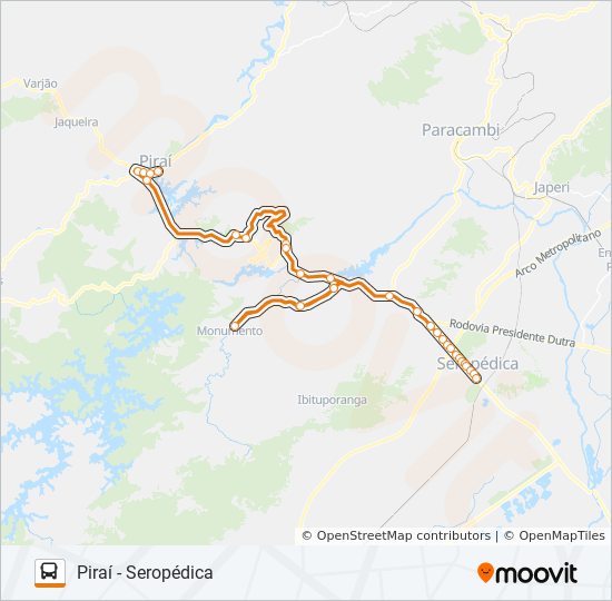 Mapa da linha MP14 de ônibus