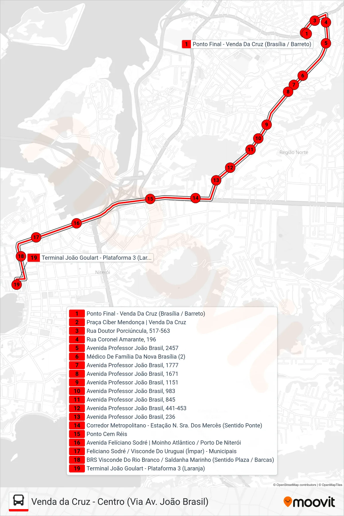 Rota e paradas da linha de ônibus 41JB (Centro (Terminal)) no mapa