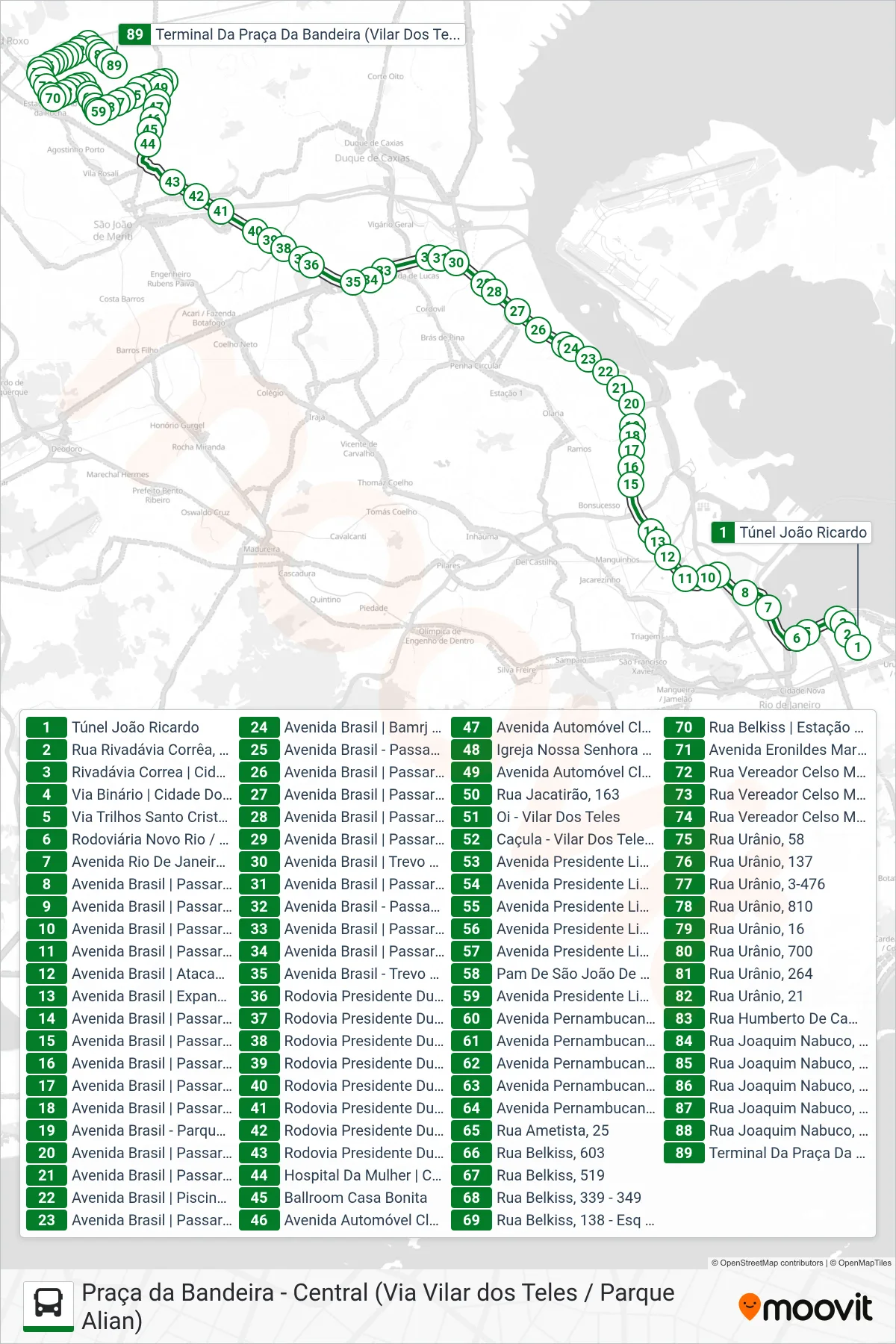 512B bus Line (Praça Da Bandeira (Via Vilar Dos Teles)) route and stops on a map