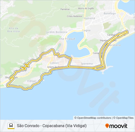 Mapa da linha VAN 2101 de ônibus