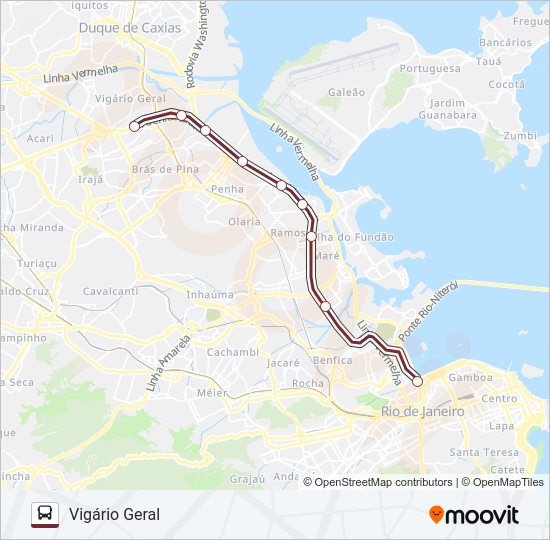 Mapa da linha 71 de ônibus