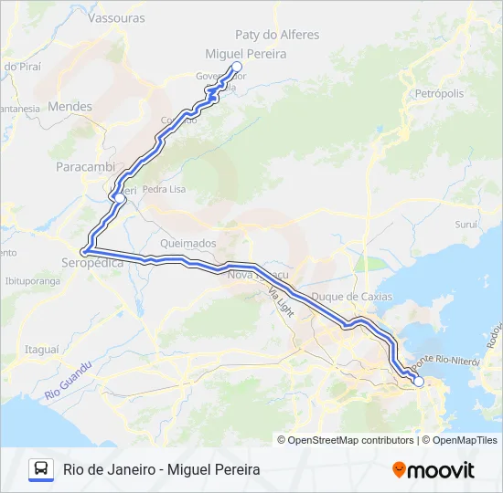 RIO DE JANEIRO - MIGUEL PEREIRA Bus Line Map
